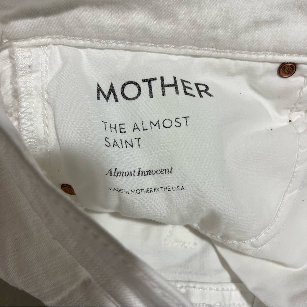 MOTHER The Almost Saint Innocent White Crop Jeans Size 27 Distressed - Picture 7 of 10